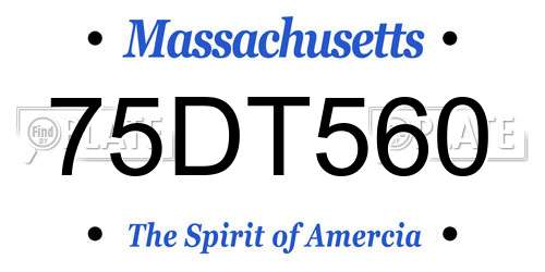75DT560 Massachusetts License Plate