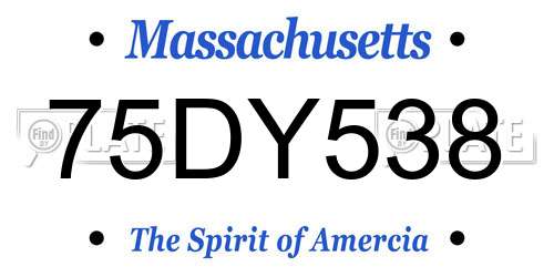 75DY538 Massachusetts License Plate