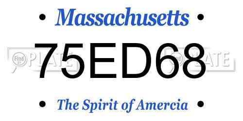 75ED68 Massachusetts License Plate