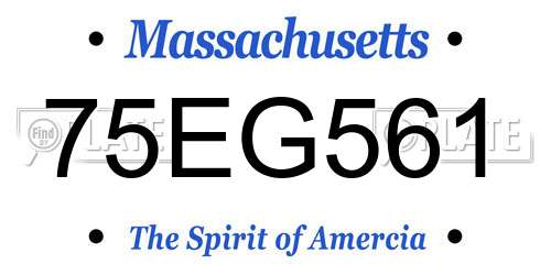75EG561 Massachusetts License Plate