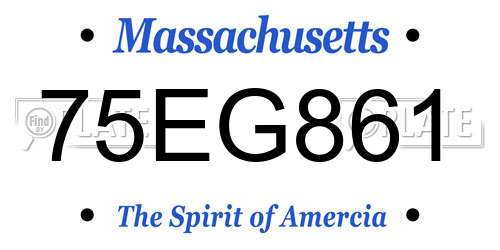 75EG861 Massachusetts License Plate