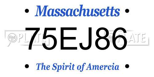 75EJ86 Massachusetts License Plate