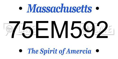 75EM592 Massachusetts License Plate