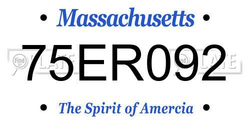 75ER092 Massachusetts License Plate