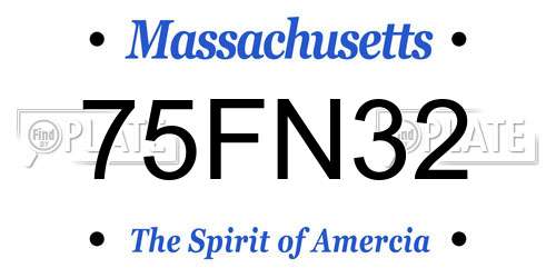 75FN32 Massachusetts License Plate