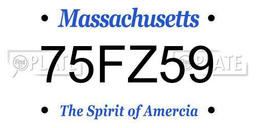 75FZ59 Massachusetts License Plate