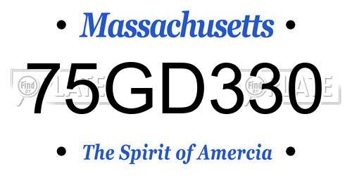 75GD330 Massachusetts License Plate
