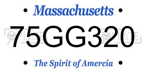 75GG320 Massachusetts License Plate