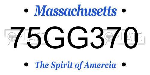 75GG370 Massachusetts License Plate