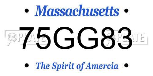75GG83 Massachusetts License Plate