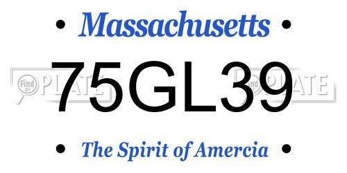 75GL39 Massachusetts License Plate