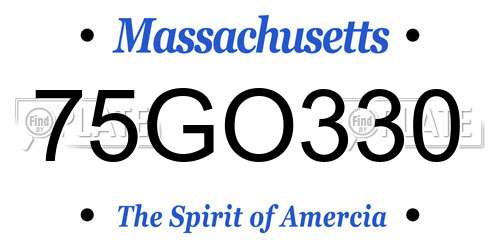 75GO330 Massachusetts License Plate