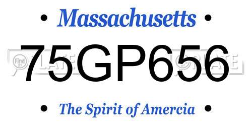 75GP656 Massachusetts License Plate