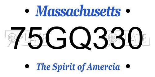 75GQ330 Massachusetts License Plate