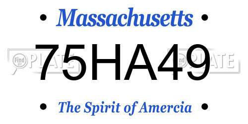 75HA49 Massachusetts License Plate