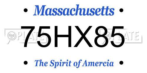 75HX85 Massachusetts License Plate