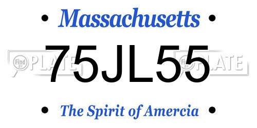 75JL55 Massachusetts License Plate
