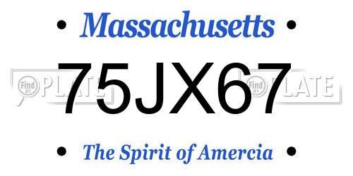 75JX67 Massachusetts License Plate