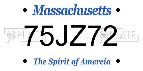 75JZ72 Massachusetts License Plate