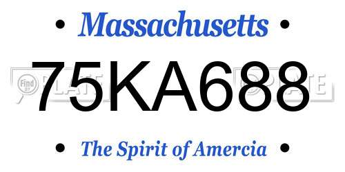 75KA688 Massachusetts License Plate