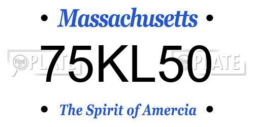 75KL50 Massachusetts License Plate