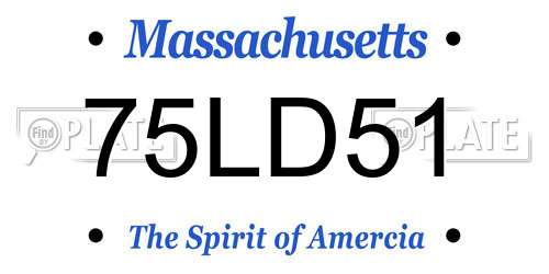 75LD51 Massachusetts License Plate