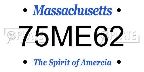 75ME62 Massachusetts License Plate