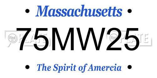 75MW25 Massachusetts License Plate