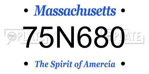 75N680 Massachusetts License Plate