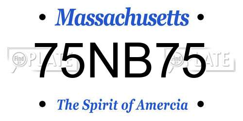 75NB75 Massachusetts License Plate
