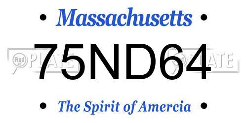 75ND64 Massachusetts License Plate
