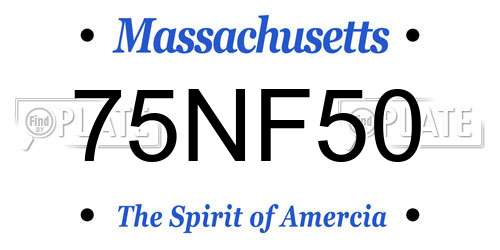 75NF50 Massachusetts License Plate