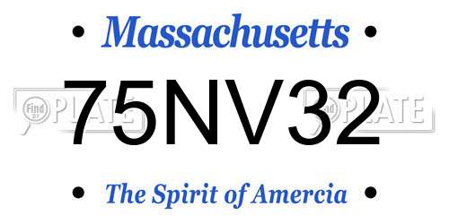 75NV32 Massachusetts License Plate