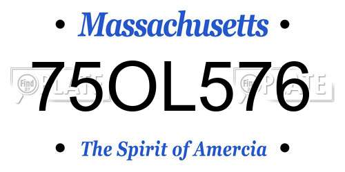 75OL576 Massachusetts License Plate
