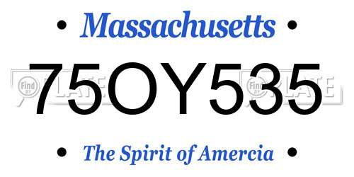 75OY535 Massachusetts License Plate