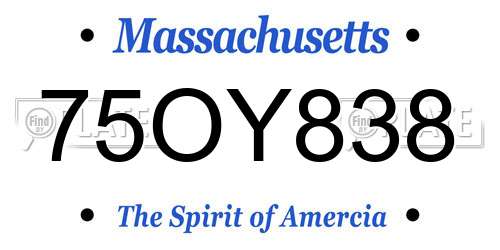 75OY838 Massachusetts License Plate
