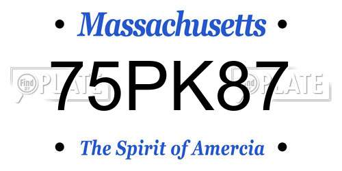 75PK87 Massachusetts License Plate
