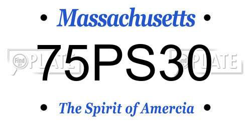 75PS30 Massachusetts License Plate