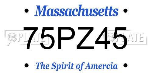 75PZ45 Massachusetts License Plate