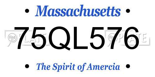 75QL576 Massachusetts License Plate