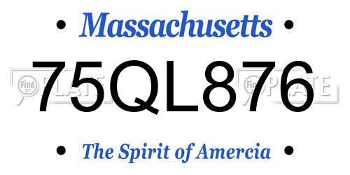 75QL876 Massachusetts License Plate