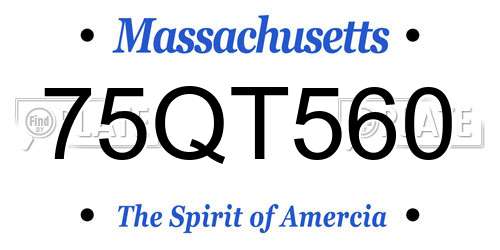75QT560 Massachusetts License Plate