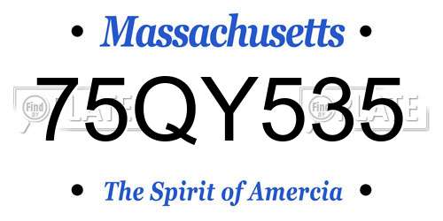 75QY535 Massachusetts License Plate