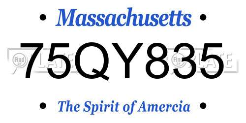 75QY835 Massachusetts License Plate