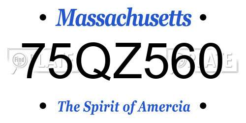 75QZ560 Massachusetts License Plate
