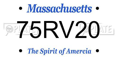 75RV20 Massachusetts License Plate