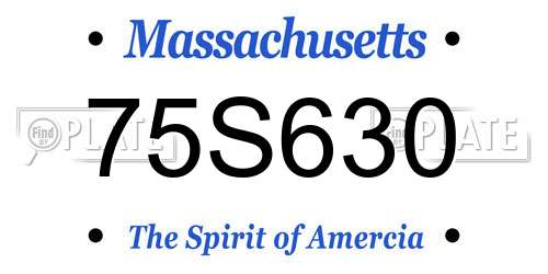 75S630 Massachusetts License Plate