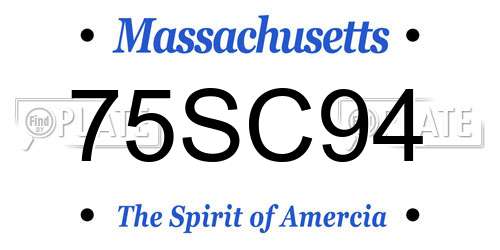 75SC94 Massachusetts License Plate