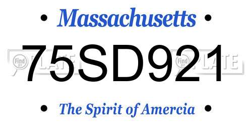 75SD921 Massachusetts License Plate