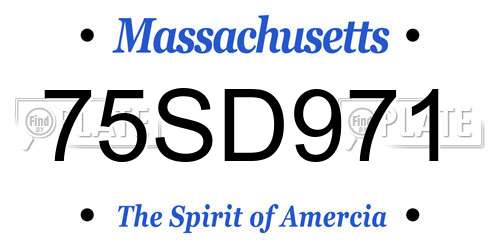 75SD971 Massachusetts License Plate